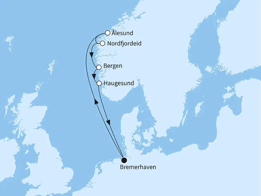 Norwegens Fjordwelten - Routenbild